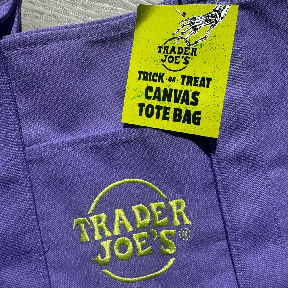 Trader Joe's Purple Mini Canvas Tote Bag - Picture 2 of 3